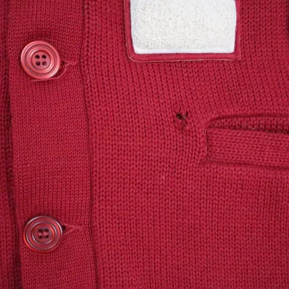 VTG 60s Spaulding Sand Knit Pins Varsity Medium Red Long Sleeve Cardigan Sweater